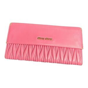 Miu Miu Nappa Matelasse Large Flap Clutch Wallet Pink